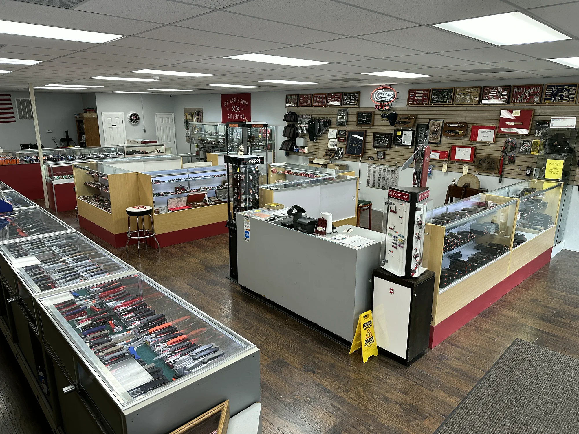 Case knife displays and other knife brands inside Knives & More